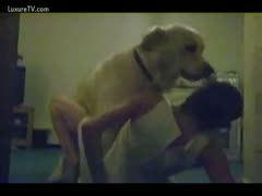 In this episode of animal fetish, the housewife lowers her disguise and lets the family pet access her cunt.
